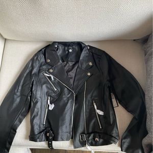 Brunette The Label vegan leather moto jacket